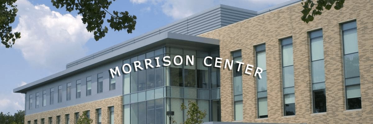 Exterior of Morrison Center with cloudy sky