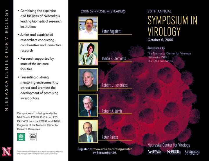 Flyer with talk titles and speaker photos for the 2006 NCV Symposium
