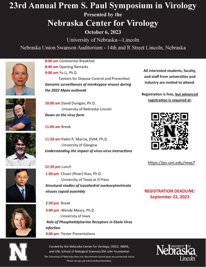 Flyer with talk titles and speaker photos for the 2023 NCV Symposium